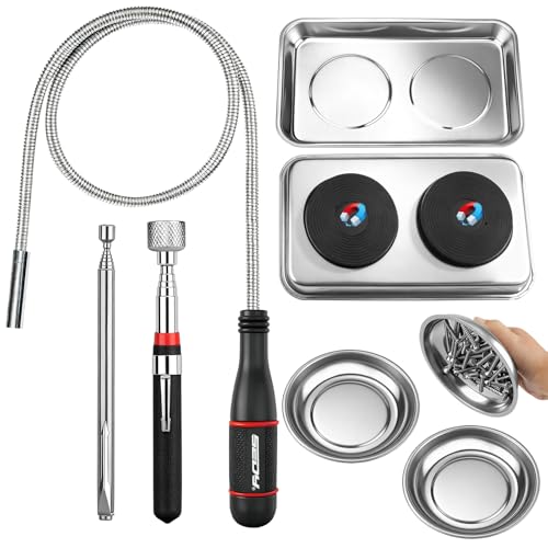 6-Piece Telescoping Magnetic Pickup Tools Set: 31in Portable Magnetic Pickup Stick, 25in Pen-Style Magnetic Pickup Tool, 20in Flexible Bendable Spring Magnet Stick with 4in 9in Magnet Parts Tray - style: 6 Pack - Premium Multi-Tool Set