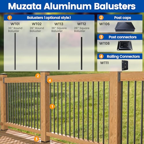 Muzata 4Pack 4"×4" Carbon Steel Wood Post Plate Connector WT08 - size: 4"×4"