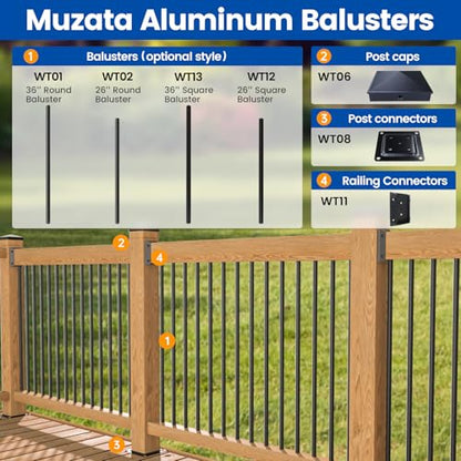 Muzata 4Pack 4"×4" Carbon Steel Wood Post Plate Connector WT08 - size: 4"×4"