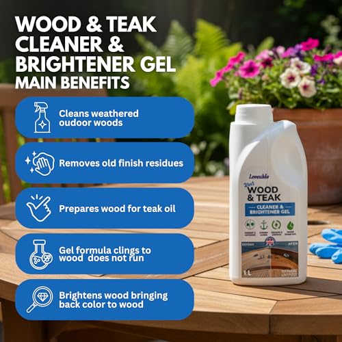 EcoDecors 2-in-1 Teak Cleaner & Brightener Gel, 1L for Outdoor Wood - style: 2 in 1 Teak Cleaner & Brightener Gel