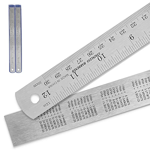 2 Pack Pacific Arc 12 Inch Stainless Steel Ruler with Inch/Metric Conversion Table - style: 2 Pack | 12 in