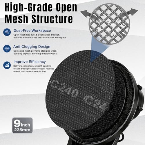 9 Inch Mesh Sanding Discs, 120 Grit Sandpaper for Drywall Sander - style: 120 Grit