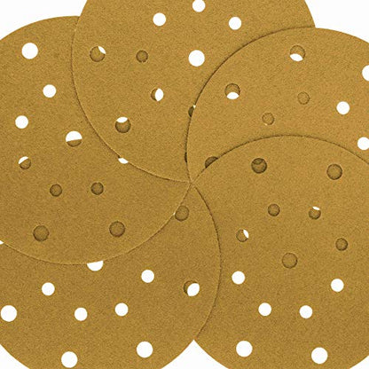 Dura-Gold 6" Gold Sanding Discs, 80 Grit, Box of 50, Hook & Loop, 17 Hole - size: 80-Grit