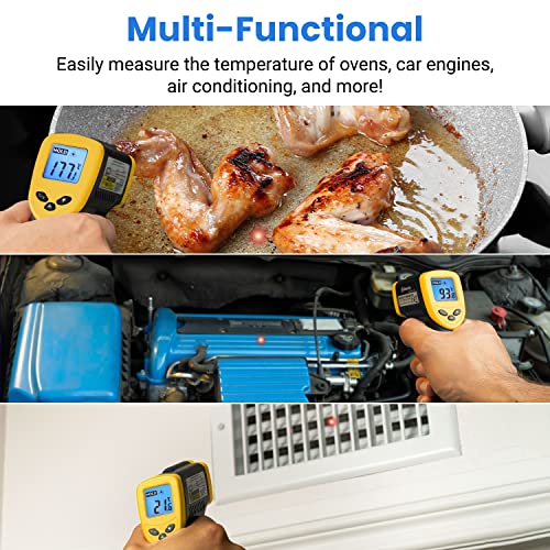 General Tools MMD4E Digital Moisture Meter, Grays & Etekcity Infrared Thermometer 1080, Heat Temperature Temp Gun for Cooking, Laser IR Surface Tool, Yellow