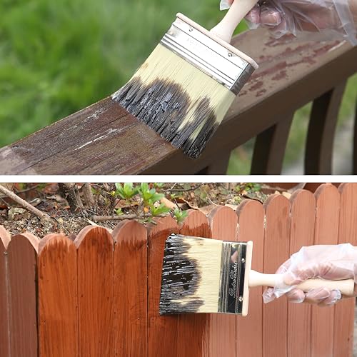 Bates- Deck Stain Brush Set, 4", 5", 6", 3 Pack, Wooden Handle Brushes
