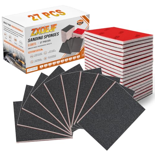 27 PCS 3x4 Inch Sanding Sponge, 180 Grit Sandpaper Pads Sanding Blocks Set - color: 180 Grit