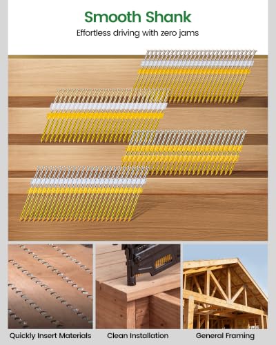 meite 21 Degree Framing Nails 3-1/2 Inch Galvanized Plastic Collated Nails for Pneumatic Cordless Framing Nailer, Full Round Head Smooth Shank Framing Nails for Subfloors Decking Sheathing 1,000PCS - size: 3-1/2-Inch x 0.131-Inch, style: Smooth Shank