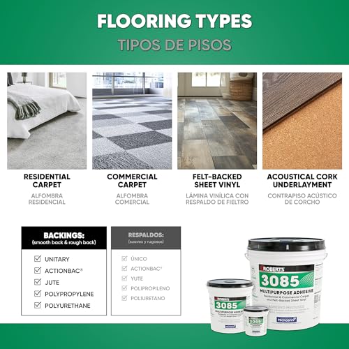 Roberts 3085-0 Multipurpose Carpet and Felt Back Vinyl Adhesive, 1 Quart, Beige