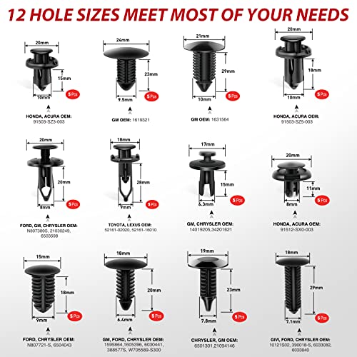 Nilight Trim Removal Tool 102 Pcs, Auto Push Pin Bumper Retainer Clip Set - color: 102 Clips+ Remover Tools Red