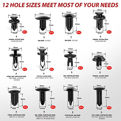 Nilight Trim Removal Tool 102 Pcs, Auto Push Pin Bumper Retainer Clip Set - color: 102 Clips+ Remover Tools Red