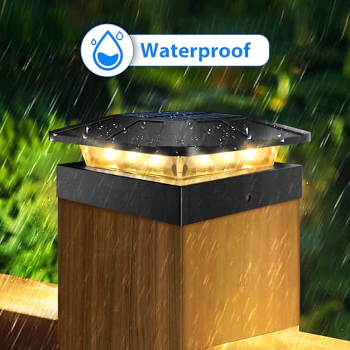 Peasur 6 Packs 4x4 Post Solar Lights with 3 Modes - color: Black, size: 6 Packs