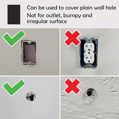 Rubber Bond Self-Adhesive Rubber Wall Outlet Cover Plate 5 Pack - Easy to Apply Peel & Stick Drywall Hole Patch - 5x3 Inch Screwless Blank Wall Plate Cover - Premium Rubber Wall Hole Cover (Black) - color: Black, size: 5x3 Inch Rectangular