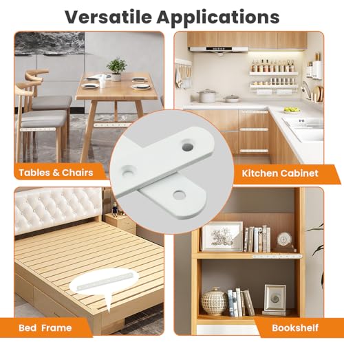 Alise Flat Bracket ,12 Inch White Mending Plate Flat Brace for Wood Shelves - color: White, size: 12 Inch