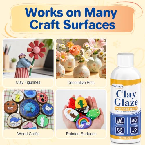 Air Dry Clay Glaze, 5.3 FL OZ Gloss Varnish for Polymer Clay & Crafts
