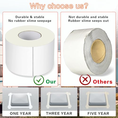 Rv Roof Tape White 6 Inch X 50 Feet, Waterproof Repair Sealant Tape UV-Resistant & Weatherproof Rv Awning Repair Tape for Window, Vent, Boat Sealing, Truck Camper Roof Patch kit Metal Roof Sealant - style: 6in*50ft