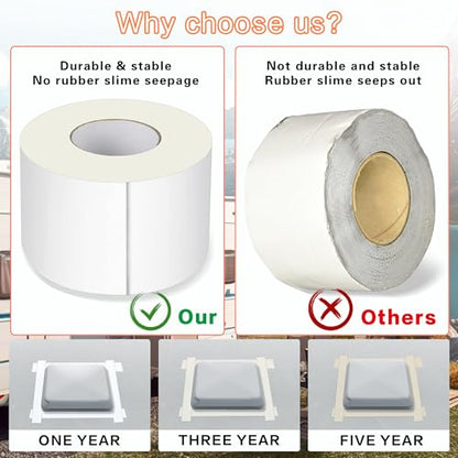 Rv Roof Tape White 6 Inch X 50 Feet, Waterproof Repair Sealant Tape UV-Resistant & Weatherproof Rv Awning Repair Tape for Window, Vent, Boat Sealing, Truck Camper Roof Patch kit Metal Roof Sealant - style: 6in*50ft