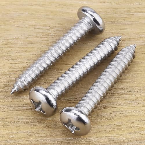 #14 x 1-1/2" Pan Head Sheet Metal Screws, 304 Stainless Steel 18-8, Phillips Drive, Self Tapping, Corrosion Resistant Screws for Wood Sheet Metal, Pack of 25 - size: #14 x 1-1/2"