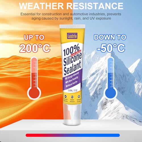 Silicone Sealant 5oz, No Caulking Gun Needed Flexible Adhesive Caulk, 100% Waterproof UV Weather Resistant Crack Proof Sealant for Kitchen Bathroom Shower Window Auto (Clear) - color: clear