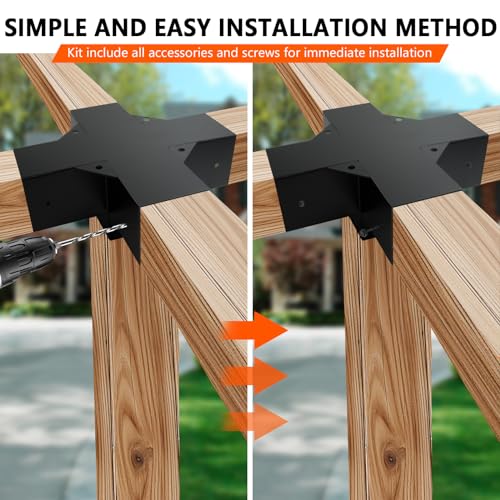 5-Way Pergola Coner Bracket,Galvanized Steel Woodwork Bracket for 4" x 4“(3.5" x 3.5”) Lumber,Metal DIY Bracket for Outdoor Gazebos,Porchs with Screws - 1Pack - size: 4"x4" 1pcs, style: 5-way Conrner Bracets