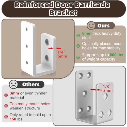 2x4 Door Barricade Brackets, 6mm Thickened Security Brackets(2Pack) - size: 6mm 2PCS