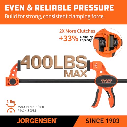 JORGENSEN E-Z Hold 2-Pack 24" 300LBS Load Indicator Woodworking Bar Clamps - size: 24 inch