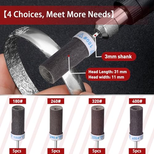 20PCS Sanding Sticks,1/8" Shank Sanding Drum for Dremel Rotary Tool - style: 180 240 320 400 Grit