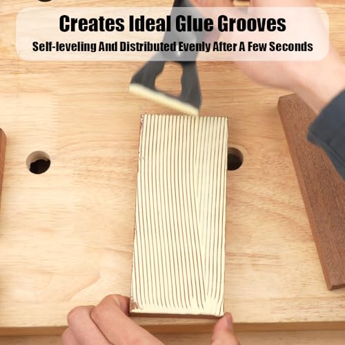 TOOLCOOL Stainless Steel Wood Glue Applicator Glue Spreader Notched Adhesive Spreader Reusable Tool for Woodworking