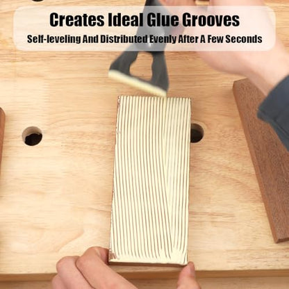 TOOLCOOL Stainless Steel Wood Glue Applicator Glue Spreader Notched Adhesive Spreader Reusable Tool for Woodworking