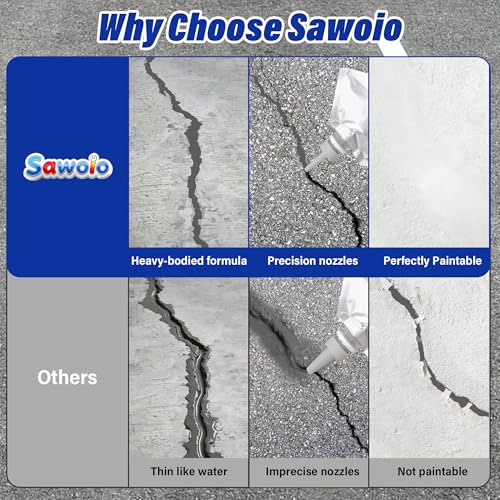 Concrete Crack Filler, 50.7 fl oz Self-Leveling Flexible Repair Sealant, High Elasticity Cement Crack Filler for Driveway, Sidewalk, Foundation, Indoor/Outdoor Use