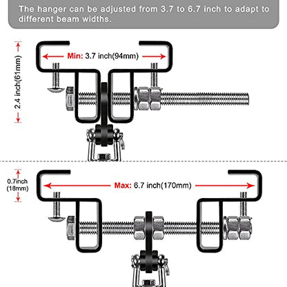 BeneLabel Punching Bag Hanger for I Beam 880 LBs Capacity Heavy Bag Mount Width Adjustable Boxing Bag Holder & Steel Beam Clamp for Beam - color: Hanger&Carabiner&360°Swivel(2 Pack)