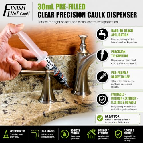 30mL Pre-Filled Precision Caulk Applicator Clear 5-Pack - color: Clear