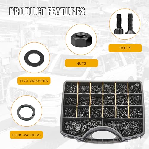 ZTF 4005pcs Metric Screw Assortment, M2 M3 M4 M5 Assorted Screws - size: Flat+Cap Head