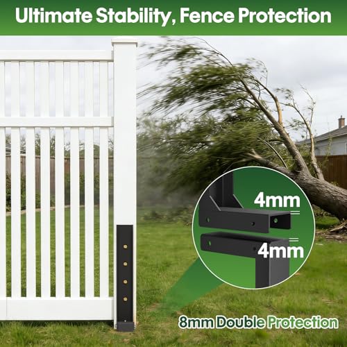 Fence Post Repair Kit 2 Pack, 8mm Double-Layer Post Anchor for Wood Posts