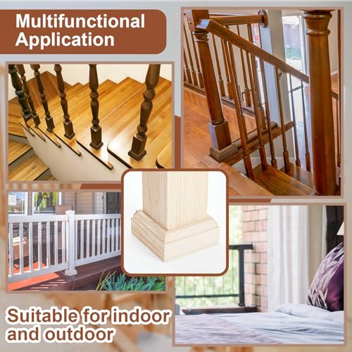 Blulu 2 Set 3" Newel Post Mounting Kit 8 Pcs L Bracket Post Fasteners with 8 Pcs Maple Wood Skirt Trim and Screws for Square Newels Fastening Handrails Railings Balustrades to Stairs and Floors - size: 3 Inch