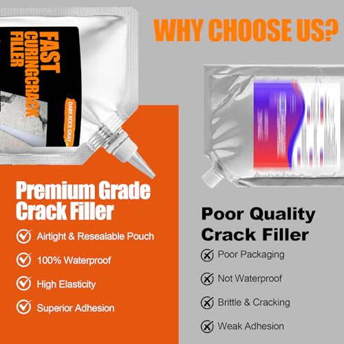 Concrete Crack Filler 1 Pack,Self-Leveling High Elasticity Cement Sealant, Quick-Drying and Waterproof Concrete Caulk for Driveway,Walkway, Patio, Joint Repair, Indoor and Outdoor Use, Gray (20oz)