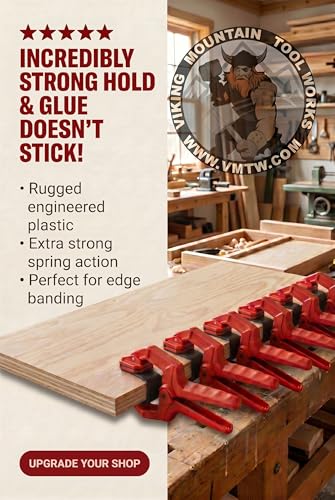 VMTW Band Clamp 6 pack for edge clamping, banding on shelving, cabinet edges, plywood edging, laminations