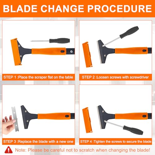 KeFanta Razor Blade Floor Scraper, 4" Wide Heavy Duty Scraper Tool, 45.7" - size: Large