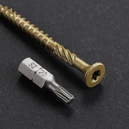 Wensilon #8 * 1-1/4" Deck Screws, (3505pcs) 15 lbs.Exterior Wood Screws, Rust Resistant epoxy Coated, Bronze, T20 Star Bit - color: Yellow, size: 8*1-1/4