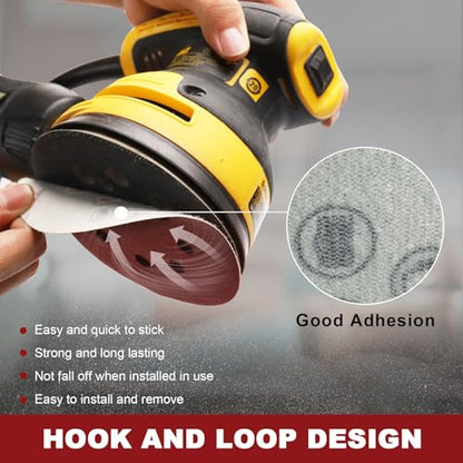 5 Inch Hook and Loop Sanding Discs Sandpaper 40-320 Grits, 70 PCS