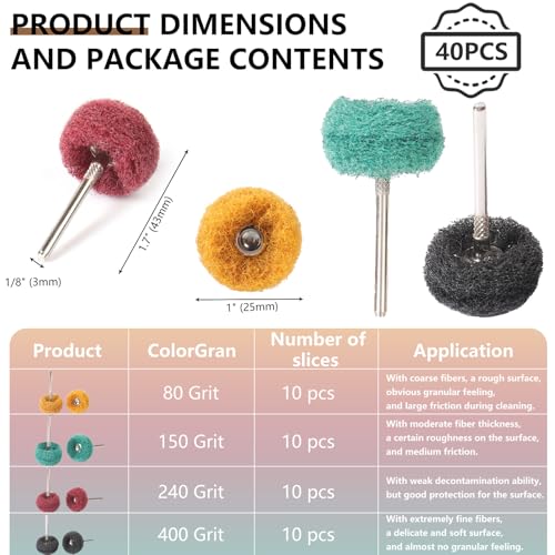 40PCS 1 Inch Abrasive Buffing Wheel for Dremel and Drill