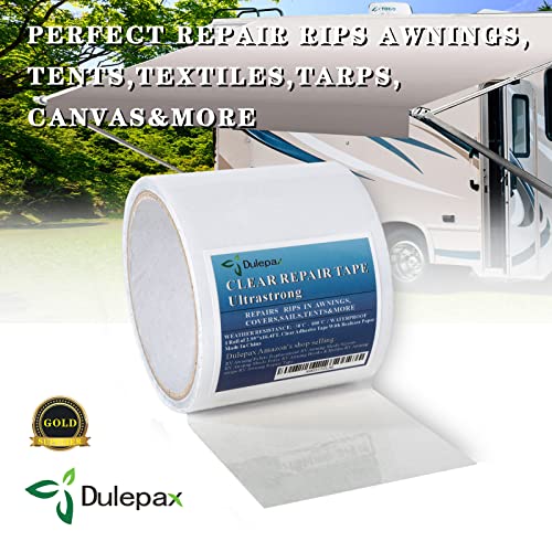 Dulepax Tent Repair Tape,Ultrastrong Awning Repair Tape,Boat Covers Repair,Double Layer RV Covers Repair Kit,Tarp Repair,Canvas Pctch Kit,Sail Tape 1 Roll of 16.4' x 2.95" - size: 16.4 ft x 2.95"