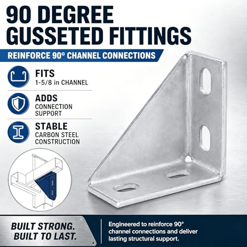 8 Pack 90 Degree Gusseted Fittings, Q235 Carbon Steel for 1-5/8" Channel