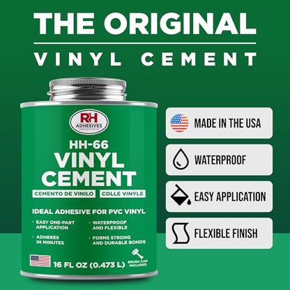HH-66 Vinyl Cement 16 oz - Waterproof PVC & Vinyl Glue for Pools, Tarps - size: 16 fl oz