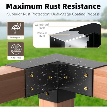 Pergola Kit, 3-Way Pergola Brackets for 4"x 4" (Actual 3.5" X 3.5") - size: 4"x 4" (Actual 3.5" X 3.5")