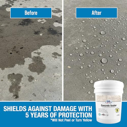 Rain Guard Concrete Sealer 5 Gallon | Ready to Use | Natural Finish | Deep Penetrating Protection Against Water and Salt Damage for All Concrete Surfaces | Silane/Siloxane Waterproofer - size: 5 Gallons