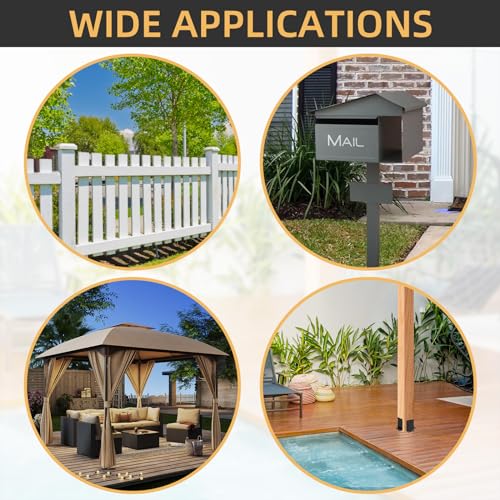 4Pcs Post Anchor Base, Deck Post Base, Black Powder-Coated Post Brackets, Heavy Duty Wood Post Brackets for Pergola Railing Mailbox Deck Fit 4x4, 6x6, 8x8 Post