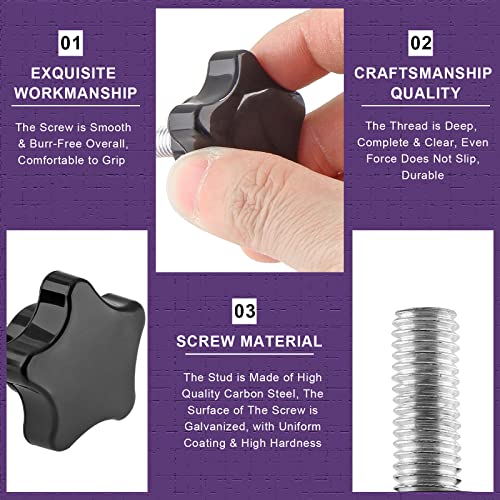 M8 x 20mm Thread Star Knob, 2Pcs - size: M8 x 20mm, style: Star Handle