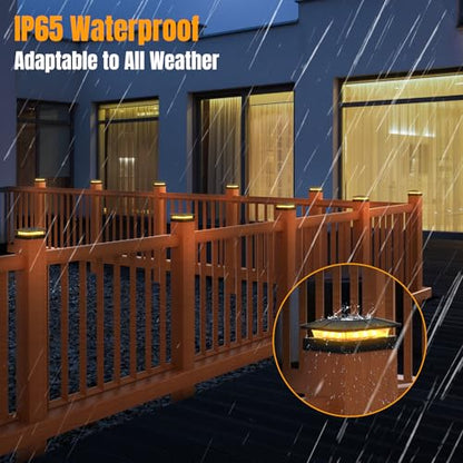 4x4 Solar Fence Post Cap Lights Outdoor Waterproof, 8 Pack, Black - size: 8 Pack