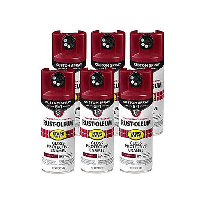 Rust-Oleum Stops Rust Custom 5-in-1 Spray Paint, Gloss Burgundy - color: Gloss Burgundy, size: 12 Ounce (Pack of 6)