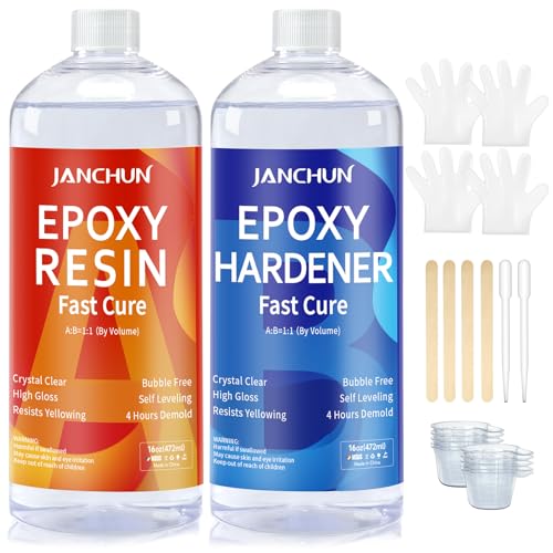 JANCHUN Epoxy Resin Kit 32oz, Bubble Free Crystal Clear Resin - size: 32 fl oz
